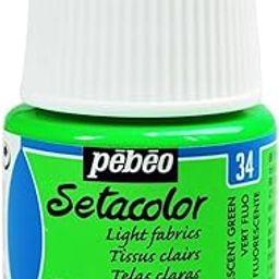 Pebeo Setacolor Fabric Paint - 45 ml bottle - Setacolor Light Fabrics Fluorescent Green (34)-29