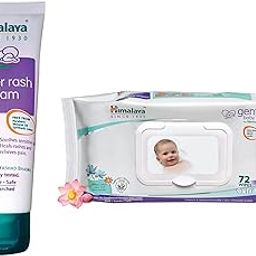 Himalaya Diaper Rash Cream,100gm & Himalaya Gentle Baby Wipes, 72 Wipes,White-image-11
