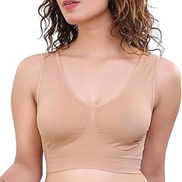 Women's Nylon Spandex Non Padded Sports Bra, Beige-picture-8