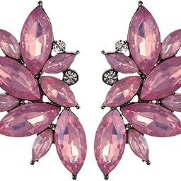 oomph White Metal, Crystal Floral Cubic Zirconia Large Ear Stud Earrings for Women-picture-9