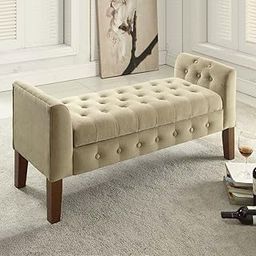 TFS Luxurious Tufted Bench/Settee/Sofa with Storage Box 2 Seatter for Bedroom, Living,Office Solid Wood Settee Upholstered Bench, Beige Colour, 50 inch Length-image-127