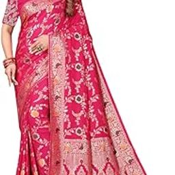 Women's Dola Silk Saree with Zari Floral Elegance Soft Design Wear Pattu Sarees Latest Cotton Party Sari collections With Blouse Piece for Wedding || party ||-24