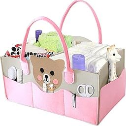 MOM CARE Baby Diaper Storage Organizer Nappies Bag For Mother Stylish Storage Bag For All Newborn Baby Products Nursery Basket -Pink-image-56