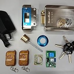Navkar Systems Combo of Secure Metal Electronic Rim Lock with WiFi Controller Main Gate Lock, Heavy Duty, Suitable for SS Steel MS Aluminium Wooden Gates, Mobi-23