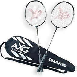 AXG NEW GOAL Isometric Champion Tenacious Wide Body Multicolor Strung Badminton Racquet (Pack of: 2, 125 g) (Black)-4