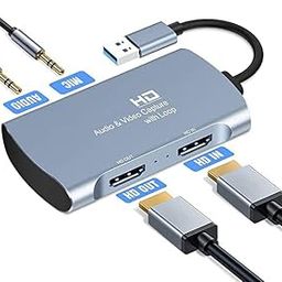 Video Capture Card, Game Capture Card, HDMI to USB 3.0, 1080P 60fps Full HD Video/Audio Capture Recorder Device with PC/Mac OS/Linux-90