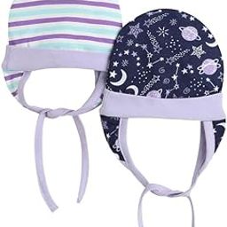 Cotton Baby Girls Printed Ear Flap Tying Cap Pack Of 2-image-68