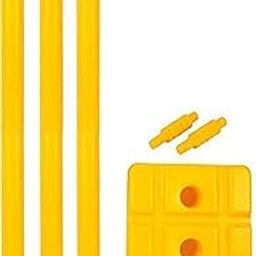 Corso Best Heavy Plastic Cricket Stumps Set - 3 Stumps + 2 Bails + 1 Stand (Yellow)(Plastic Wicket Set)-image-44