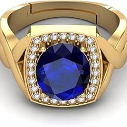 AKSHITA GEMS 19.25 Ratti 18.00 Carat Certified Original Blue Sapphire Gold Plated Ring Panchdhatu Adjustable Neelam Ring for Men & Women by Lab Certified-image-19