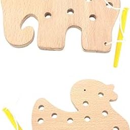 EDUTOTS Wooden Lacing Activity - Elephant and Duck Shaped Combo for Unisex Kids - Fun Educational Fine Motor Skill Toy Set-image-13