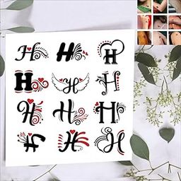 Komstec H Name Letter Tattoo Temporary Tattoo Stickers For Male And Female Fake Tattoo Waterproof Tattoo body Art-image-2