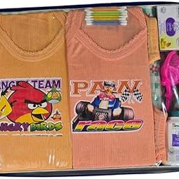 Ambika Stores Readymade 6pcs Newborn Baby Gift Set Has All Newborn Baby Essential | Bath & Skin Care, Best Gift Set for Unisex Baby (0-6 Month, Orange & Pink)-image-3