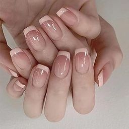 24 Reusable Artificial Fake Nail Set| Light Dark Peach Color Short Square Nails| Lightweight & Long Lasting| Easy To Use| Quick Fix For Festivals & Special Occasions-3