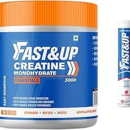 Fast&Up Creatine Monohydrate (250 gms, 83 Servings) - Unflavored & Fast&Up Reload electrolyte energy and hydration drink - 20 effervescent tablets - Berry flavour-14