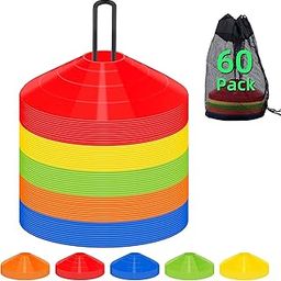 Agility Soccer Cones with Carry Bag and Holder for Training, sports cones, disc sports cones, football cones for drills distraining cones for basketballs agility football cones set 60 Pack-image-54