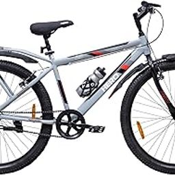 Hero Next 26T Single Speed Mountain Bicycle for Mens | Rigid Suspension | Integrated Carrier | V Brake | Quick Release Seat (Grey-Red)-10