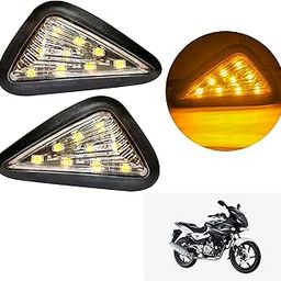 Asryd Motorcycle Turn Signal Smoke Triangle Flush Mount Turn Signal Indicators Amber LED Light Motorbike Lamp Waterproof (Pack of 2) (Pack of 2) For Bajaj Pulsar 220 F ., Black-46
