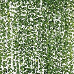 Yatim Bs Amor Artificial Garland Money Plant Leaf Creeper Greenery Bail | Length 6 Feet | Pack Of 12 Strings-11
