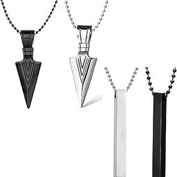 Soni Jewellery Men's Fashion Jewellery Combo Pack of 4 Stainless Steel Solid Black and Silver Plating Stylish Pendants With Chain For Boys and Men PD100087-image-46