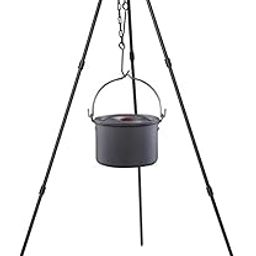 Tripod Camping Outdoor Cooking Campfire Picnic Pot Cast Grill Oven Black-image-78