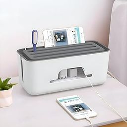 KRYLAR-Cable Management Box with Mobile Stand, Power Cord Organizer for Desktop TV, Computer USB Hub System, Used for Covering and Hiding As Well As Power Boards and Power Cords (White)-23