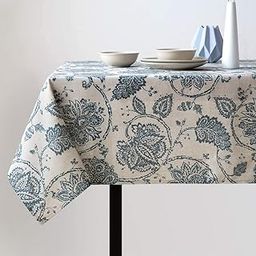 Modern Homes Floral Printed Cotton Tablecloth for Dining Table, Patio Table, Picnic Table, Hotel Buffet Table; Table Cover 55x86 inches (Blue, 6-8 Seater)-image-2