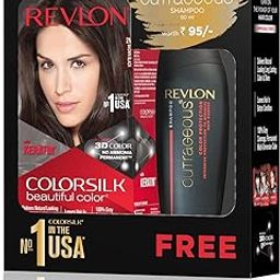REVLON ColorSilk Hair Color with Keratin - 2N Brown Black - (with Outrageous Shampoo 90 ml) (3S10978F36721320)-29
