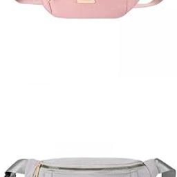 2Pcs Fashion Women Fanny Pack Waist Pack Adjustable Strap Pink Grey-picture-18