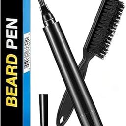 Natural Enhancer Beard Pencil Filler for Men Barber Styling Pen with Bristle Beard Brush Waterproof, Sweat Proof for Men Beard, Moustache & Eyebrows- Black-image-64