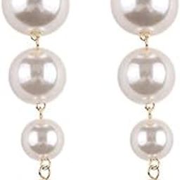 Women's Stylish Long Gold Plated Drop Earrings (White; 9900er)-16