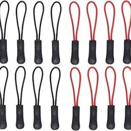 20PCS Zipper Zip Tags Cord Pulls Zipper Extension Replacement for Backpacks, Luggage Bags, Travel Cases, Clothes, Jackets(Black+Red)-36