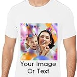 PRINTKART Personalized, Customized Photo Regular Fit T-Shirt | Color- White | Sleeve-Half | Material- Cotton Mix Fabric, T-Shirts for Kids, Boys, Girls, Men, Women,-image-58