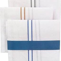 100% Cotton Premium Collection Handkerchiefs Hanky For Men - Striped XXL King Size (Color White 3 Pcs)-image-59