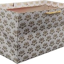 Rectangular Golden Lotus Printed Paper Gift Bags for Baby Shower Return Gift, Small Presents, Weddings, Birthday, Holiday Presents (Pack of 20, 34.29 x 19.05 x 17.78 Cm)-image-65