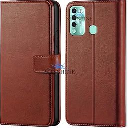 Leather Vintage Shock Proof Flip Case Back Cover for Itel- Vision 2 Sport (Flexible | Leather Finish | Card Pockets Wallet & Stand |Brown)-image-61