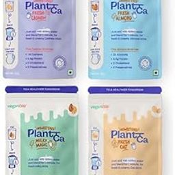 Veganday Starter Kit | Makes Almond milk, Oat Milk, Cashew milk & Milky Magic | Fresh, Unsweetened & Plant-Based (PlantCa) | Just add water & blend | Dairy-free, Lactose-free | Zero added sugar, Zero Preservatives | 500ml Each, Assorted Pack of 4-0