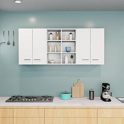 DIVYSA 4 Door Multipurpose Wall Mounted Cabinet with Open Shelf | Storage for Kitchen, Bathroom, Bedroom, Office & Living Room | Assembly-DIY Do-It-Yourself | Color-White-image-9