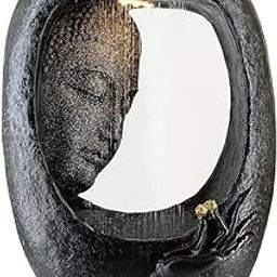 Holiness Craft Oval Face Shower Buddha Water Fountain for Living Room Home Decor Garden Patio Deck Porch - Yard Art Decoration Gift Gifting with LED Lights Water Pump-image-76