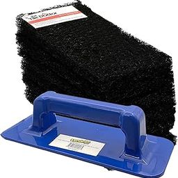 Scrub Doctor 6-Pack of 10 x 4.5 x 1 in. Large Black Scrub Pads and Scrub Pad Holder Scrub-HLD-L-BLK-6, Maximum Abrasion Scrubbing Pads for Cast Iron Pots, BBQ Grills, Oven Cleaning, and Paint Removal-image-59