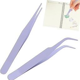 M.F.H Stainless Steel Eyelash Tweezer | DIY Eyelash Straight Tweezers - with Cover DIY Lashes and Stickers Crafting RANDOM COLOUR-image-87