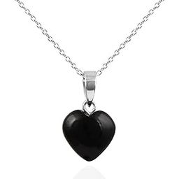 Black Agate Heart Shaped Necklace Pendant for Girls and Women-image-51