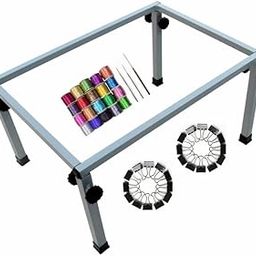 Prabhas Designs Box Type Aari Stand 24 X 16-inch Size with 3 aari Needles,20 Multi-Color zari Thread, and 24 Clips || Aari Embroidery Stand || aari Needles ||20 Zari Thread || Binder Clips-61