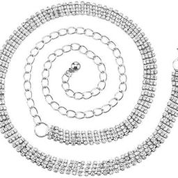 LICHTS®2x4-Row Rhinestone Ladies Waist Chain Belt in Silver|Clothing, Shoes & Accessories | Womens Accessories | Belts|As per Description-image-53