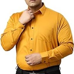 Men's Plus Size Plain Cotton Satin Blend Fabric Formal Shirt-image-34