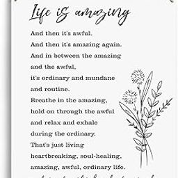 YCYD Inspirational Wall Art - Life Is Amazing Wooden Hanging Sign - Rustic Wall Art Decoration - Farmhouse Home Wall Decor - Gift Idea for Home Office, Classroom - 10x8 Inches-image-13