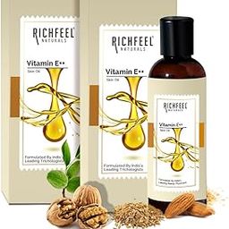 Richfeel Vitamin E++ Oil, 80ml - Pack of 2 | Blend of Almond, Wheatgerm, Walnut & Carrot Oils | Antioxidant | Fight Dullness, Damage & Ageing of Skin | Anti-Stretch Marks and Scars-image-36