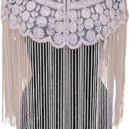 Elegant White Handcrafted Beaded Poncho with Intricate Embroidery and Long Flowing Fringe for a Sophisticated Look-image-98