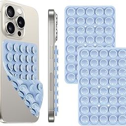 Silicone Suction Cup Phone Case Mount Double Sided, Phone Accessories Hands-Free Sticky Phone Grip for Selfies and Videos, Anti-Slip Phone Suction Grip for iPhone and Android (2pcs-Light Blue)-image-87
