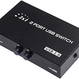 RuhZa Printer Sharing Switch 2 Ports I USB 2.0 Selector Switch for PC Sharing Switch Box Computer Scanner Printers Projector Camera and Keyboard (Manual Printer Sharing Switch) - black-98
