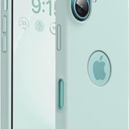 Elzzi Microfiber Logo Cut Cover Compatible for iPhone 16 Case Liquid Silicone Cases Full Body 4 Layer Protective Covers Shockproof Back Cover with High Raised Camera Lips (6.1 inch, Mint Green)-26
